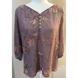 Chaps Dusty Mauve Floral Blouse